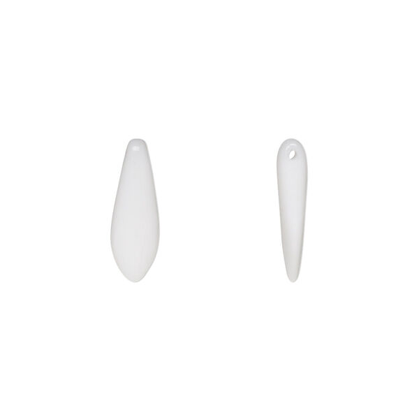 Bead, Czech pressed glass, opaque white, 15.5x5mm top-drilled dagger. Sold per 15-1/2" to 16" strand, approximately 135-150 beads. image number 0