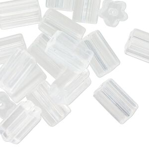 Bead, Czech glass, transparent clear, 13x8mm flower tube. Sold per 2-ounce pkg, approximately 50 beads.