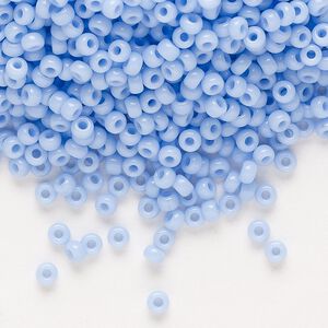 Seed bead, Miyuki, glass, pkg/250g, #8 rocaille, opaque blue agate, (RR-494).