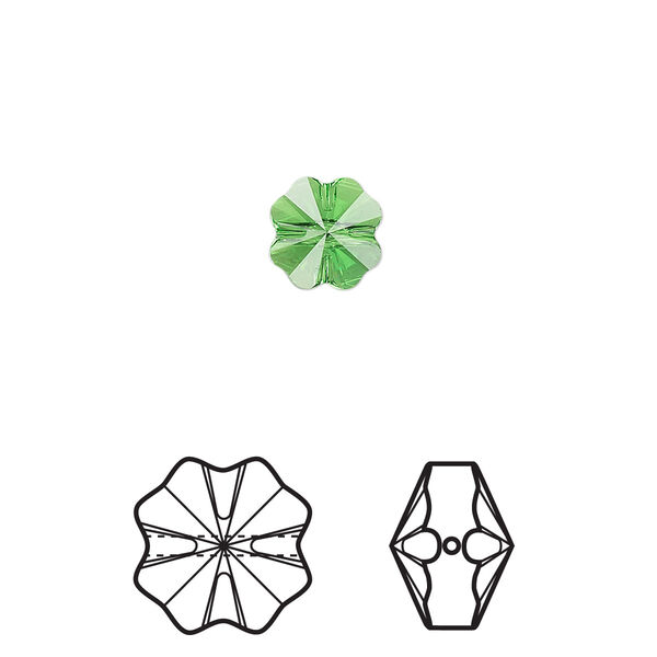 Bead 288pk fern green, Swarovski® 8mm clover 5752 image number 0