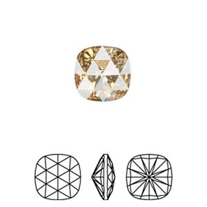 Fancy stone 1pk crystal golden shadow foil back, Crystal Passions® 12mm rose cut cushion 4471