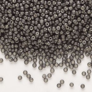 Seed bead, Miyuki, glass, pkg/250g, #11 rocaille, opaque matte galvanized graphite, (RR-2092).
