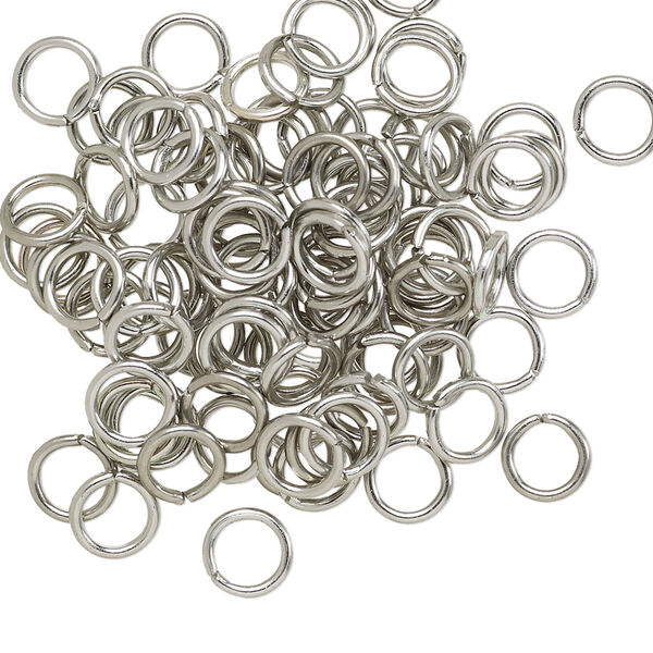 Jump ring, anodized aluminum, metallic grey, 6mm round, 4.2mm inside diameter, 18 gauge. Sold per pkg of 100. image number 0