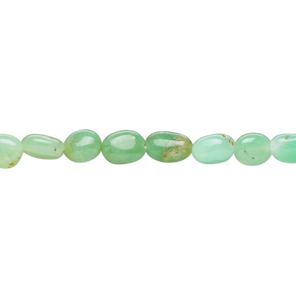 Chrysoprase 1pkg1, hand-cut puffed oval bead natural 13 inch 5x5mm-8x6mm image number 0