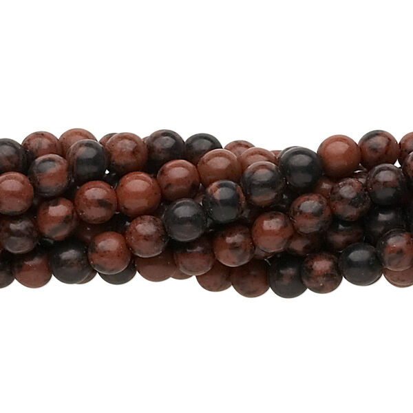 Bead, mahogany obsidian (natural), 4mm round, C grade, Mohs hardness 5 to 5-1/2. Sold per pkg of (10) 15-1/2" to 16" strands. image number 0