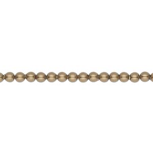 Pearl 1000pk antique brass, Swarovski® 3mm round 5810