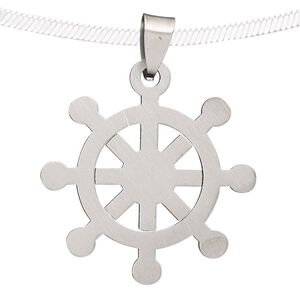 Pendant, stainless steel, 36mm wheel. Sold individually.