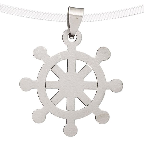 Pendant, stainless steel, 36mm wheel. Sold individually. image number 0