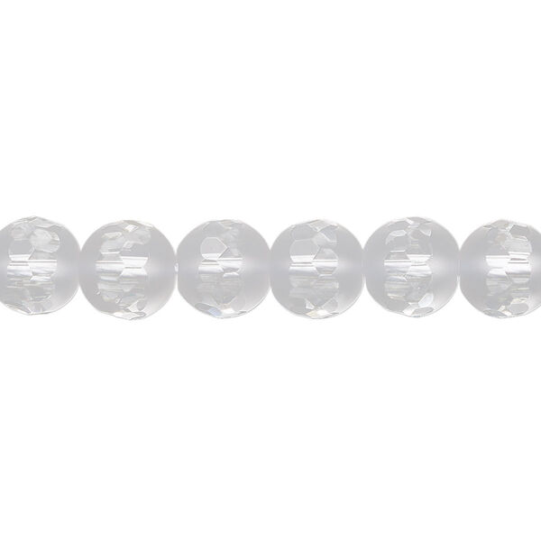 Bead, quartz crystal (natural), partially matte, 8mm partially faceted round, B grade, Mohs hardness 7. Sold per 8-inch strand, approximately 25 beads. image number 0
