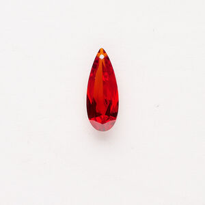 Drop 1pkg1, cubic zirconia, translucent red-orange, 18x7mm top-drilled hand-faceted teardrop.
