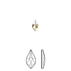 Flat back 12pk crystal golden shadow foil back, Crystal Passions® 7.5x4mm flame 2205