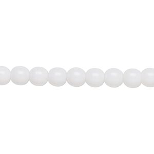 Bead, Czech glass druk, opaque white, 6mm round. Sold per 15-1/2" to 16" strand.