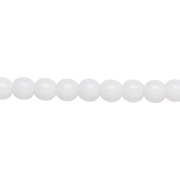 Bead, Czech glass druk, opaque white, 6mm round. Sold per 15-1/2" to 16" strand. image number 0