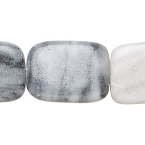 Black-grey marble 1pkg1, puffed rectangle bead natural, 15 inch 24x17mm-26x19mm
