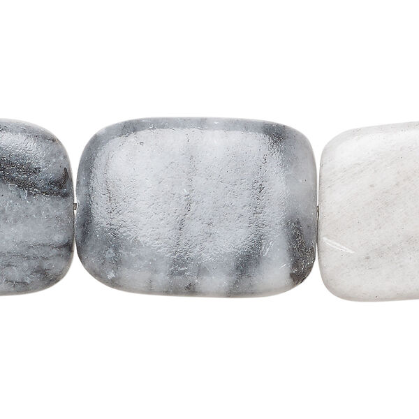 Black-grey marble 1pkg1, puffed rectangle bead natural, 15 inch 24x17mm-26x19mm image number 0
