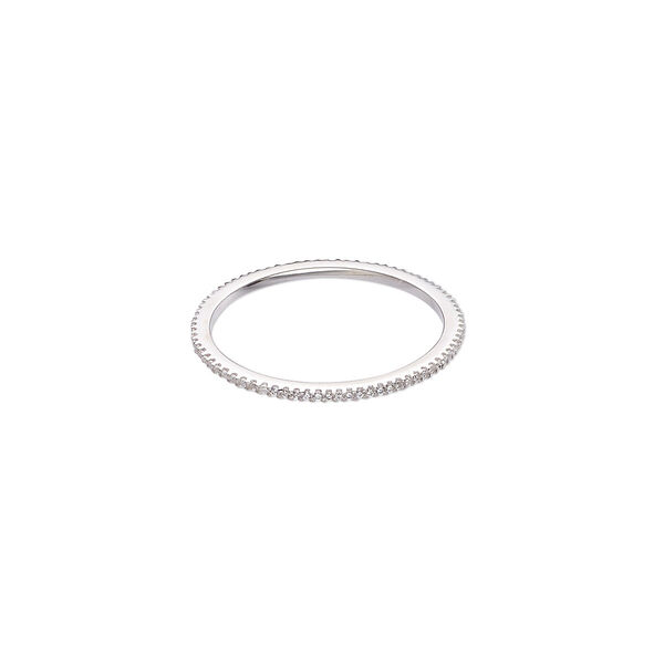 Ring, sterling silver and cubic zirconia, clear, 1.5mm wide, size 11. Sold individually. image number 0