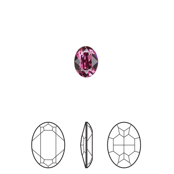 Fancy stone 4pk dark rose foil back, Crystal Passions® 8x6mm oval 4120 image number 0