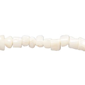 Bead, bamboo coral (bleached), white, 5x4mm-7x5mm heishi, C grade, Mohs hardness 3-1/2 to 4. Sold per 16-inch strand.