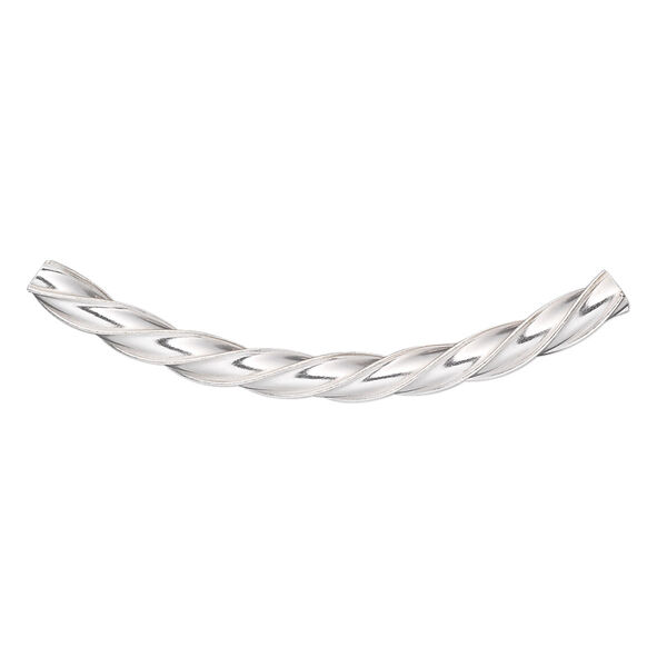 Bead, sterling silver, 40x3mm curved twisted tube with square hole. Sold individually. image number 0