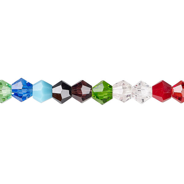 Bead 1pk opaque to transparent mixed colors, Celestial Crystal® 6mm bicone 15.5-16 inch image number 0