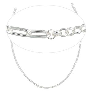 Chain 1pkg1 sterling silver cable & rolo, 4mm cut / 4.1mm / lobster claw clasp, 18 inch