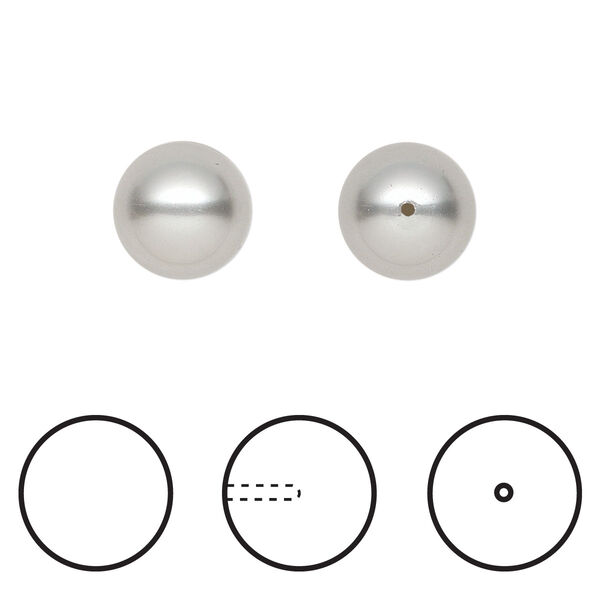 Pearl 4pk light grey, Crystal Passions® 10mm round 5818 image number 0