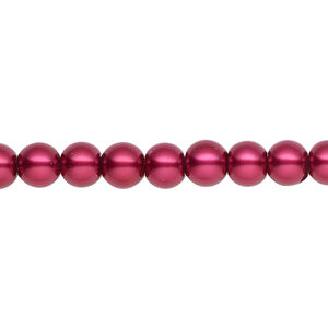 Pearl 2pk red, Celestial Crystal® 6mm round 15.5-16 inch