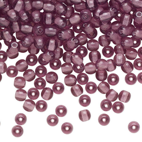 Bead, Czech pressed glass, translucent amethyst, 4mm round. Sold per 2-ounce pkg, approximately 810 beads. image number 0