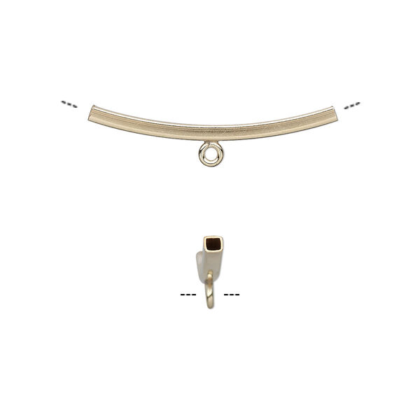 Bead, 14Kt gold-filled, 26x2mm curved square tube with loop. Sold per pkg of 2. image number 0