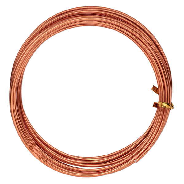 Wire, anodized aluminum, orange copper, 2.5mm round, 10 gauge. Sold per pkg of 18 feet. image number 0