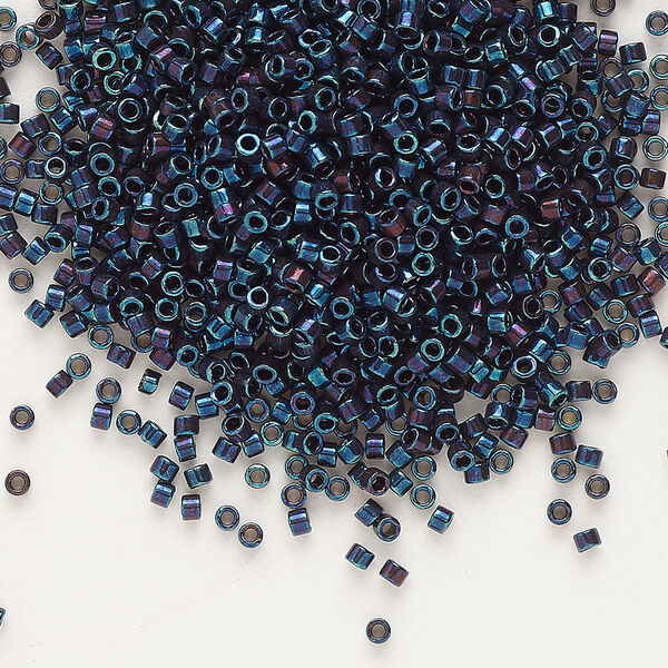 Seed bead, Delica®, glass, pkg/7.5g, #11 round, opaque metallic iris purple (DB-0025). image number 0