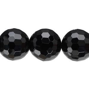 Black onyx 1pkg1, faceted round bead 15.5-16 inch 16mm