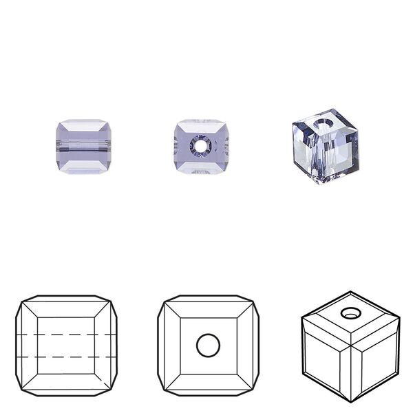 Bead 144pk tanzanite, Swarovski® 6mm cube 5601 image number 0