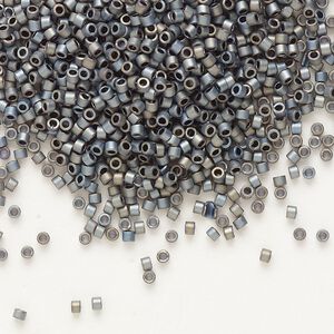 Seed bead, Delica®, glass, pkg/250g, #11 round, opaque matte luster black (DB-0307).
