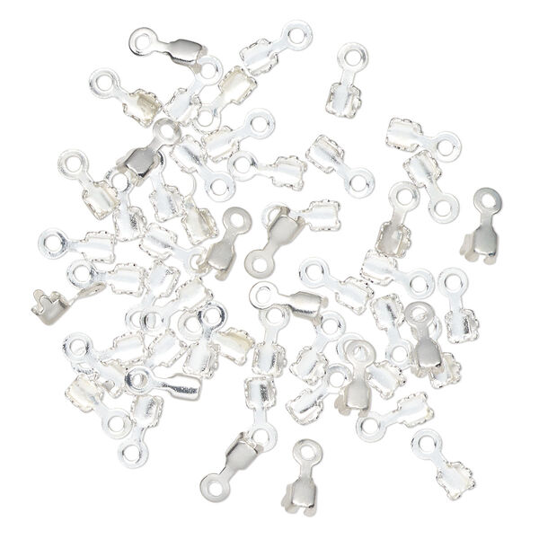 Connector, silver-finished brass, 2.5mm, fits 2mm cupchain. Sold per pkg of 50. image number 0