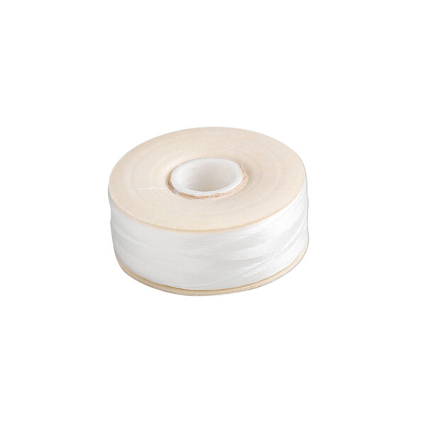 Thread, Nymo®, nylon, white, size O. Sold per 90-yard bobbin. image number 0