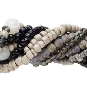 Bead mix, glass, translucent and opaque mixed colors, 2x1mm-8x7mm mixed shapes. Sold per pkg of (7) 14-inch strands, approximately 840 beads.