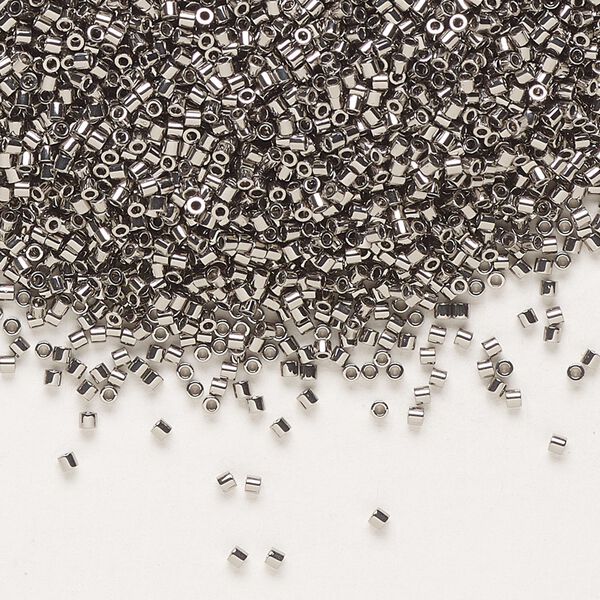 Seed bead, Delica®, glass, pkg/250g, #15 round, opaque nickel-plated (DBS-0021). image number 0