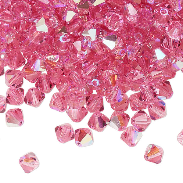 Bead 24pk rose glitter, Preciosa Czech crystal 5mm bicone image number 0