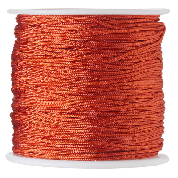 Cord, imitation silk, rust, 1mm. Sold per 100-foot spool. image number 0