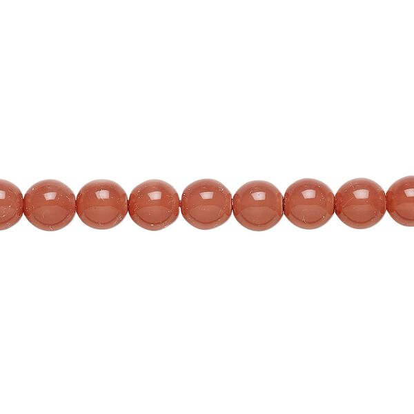Bead, Czech dipped décor glass druk, rose, 6mm round. Sold per 15-1/2" to 16" strand. image number 0