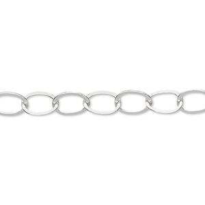 Chain 1pkg1 sterling silver cable, 6mm flat, 5 foot unfinished