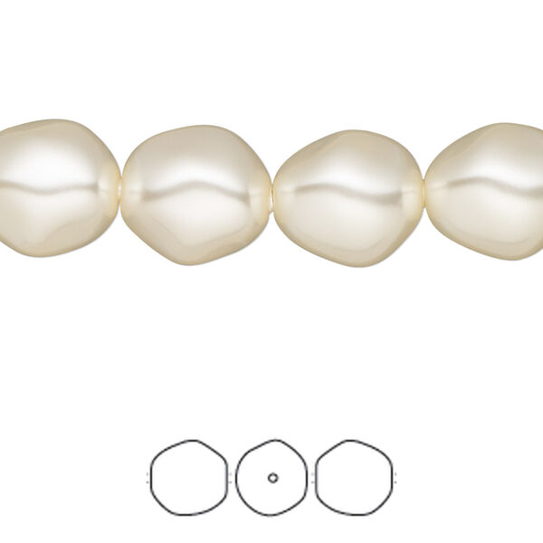 Pearl 100pk cream, Swarovski® 12x11mm baroque round 5841 image number 0