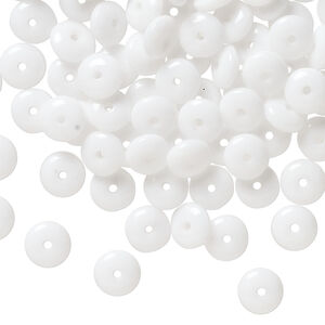 Bead, Czech pressed glass, opaque white, 6x2.5mm rondelle. Sold per 15-1/2" to 16" strand, approximately 160 beads.