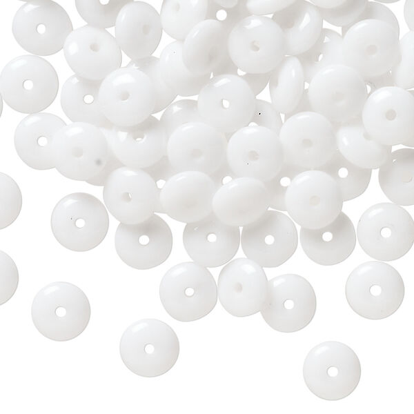 Bead, Czech pressed glass, opaque white, 6x2.5mm rondelle. Sold per 15-1/2" to 16" strand, approximately 160 beads. image number 0