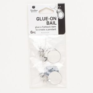 Bail, glue-on, silver-finished steel, 23x16mm. Sold per pkg of 6.