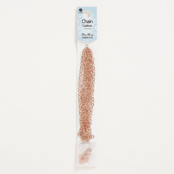 Chain and finding assortment, copper-finished "pewter" (zinc-based alloy), cable, sold per 9-piece set. image number 0