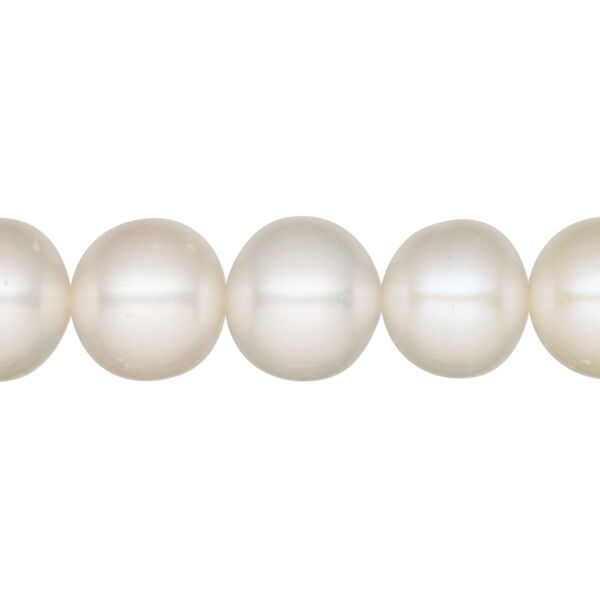 Pearl, White Lotus™, cultured freshwater (bleached), white, 12-13mm semi-round, C+ grade, Mohs hardness 2-1/2 to 4. Sold per 15-1/2" to 16" strand. image number 0