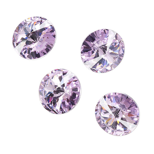 Chaton, lavender, foil back, 14mm faceted rivoli. Sold per pkg of 4. image number 0