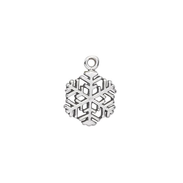 Charm, sterling silver, 13x12mm snowflake. Sold individually. image number 0